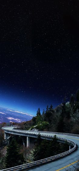 road, starry sky, night Wallpaper 828x1792