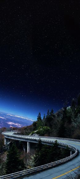 road, starry sky, night Wallpaper 1080x2400