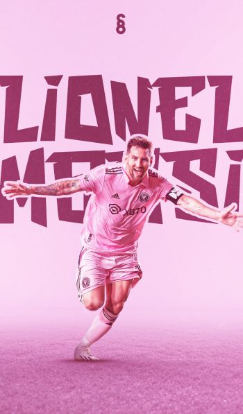 Lionel Messi, soccer player, pink Wallpaper 600x1024