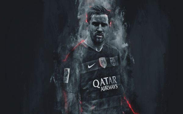 Lionel Messi, soccer player, FC Barcelona, grey Wallpaper 1280x800