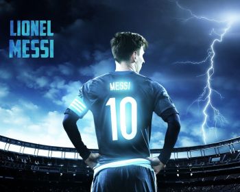 Lionel Messi, soccer player, FC Barcelona, blue Wallpaper 1280x1024