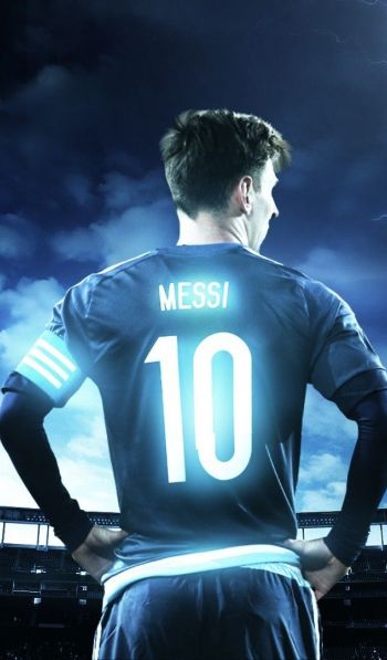 Lionel Messi, soccer player, FC Barcelona, blue Wallpaper 600x1024