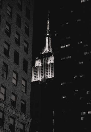 Empire State Building, New York, black and white Wallpaper 1640x2360