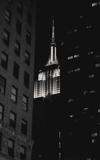 Empire State Building, New York, black and white Wallpaper 1200x1920