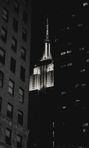 Empire State Building, New York, black and white Wallpaper 1200x2000