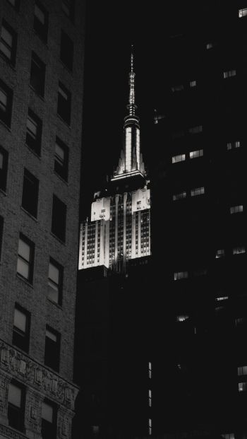 Обои 640x1136 Эмпайр-стейт-билдинг, Нью-Йорк, черное и белое