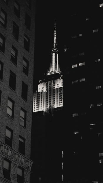 Обои 1080x1920 Эмпайр-стейт-билдинг, Нью-Йорк, черное и белое