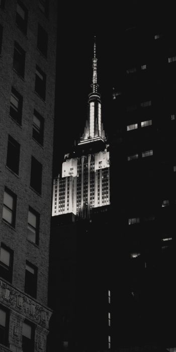 Empire State Building, New York, black and white Wallpaper 720x1440