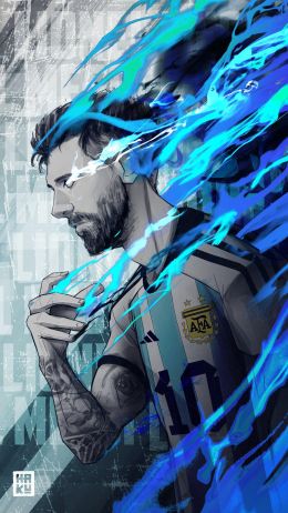 Lionel Messi, soccer player, blue Wallpaper 1152x2048