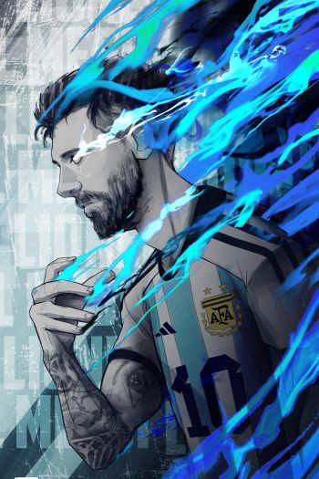 Lionel Messi, soccer player, blue Wallpaper 640x960