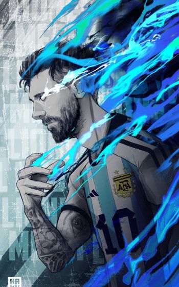 Lionel Messi, soccer player, blue Wallpaper 800x1280