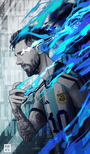Lionel Messi, soccer player, blue Wallpaper 600x1024