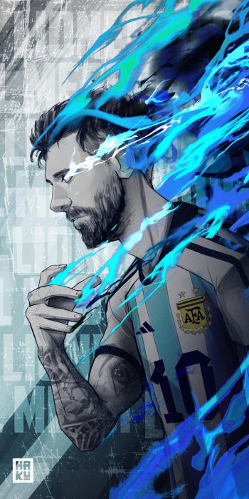 Lionel Messi, soccer player, blue Wallpaper 720x1440