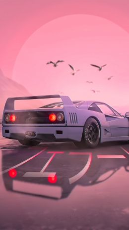 sports car, pink, landscape Wallpaper 750x1334