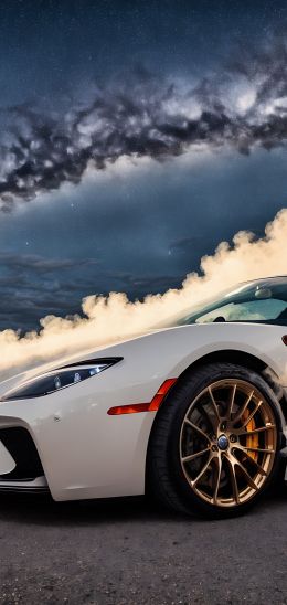 sports car, smoke from under the wheels Wallpaper 720x1520