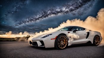 sports car, smoke from under the wheels Wallpaper 1600x900