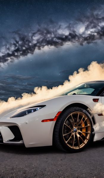 sports car, smoke from under the wheels Wallpaper 600x1024