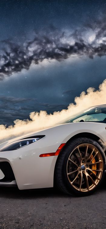sports car, smoke from under the wheels Wallpaper 828x1792