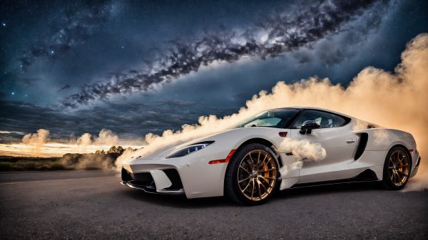 sports car, smoke from under the wheels Wallpaper 2560x1440