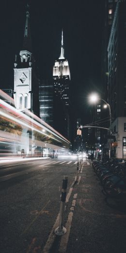 Empire State Building, New York, night city Wallpaper 720x1440