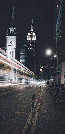 Empire State Building, New York, night city Wallpaper 1440x2960