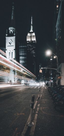 Empire State Building, New York, night city Wallpaper 1080x2280