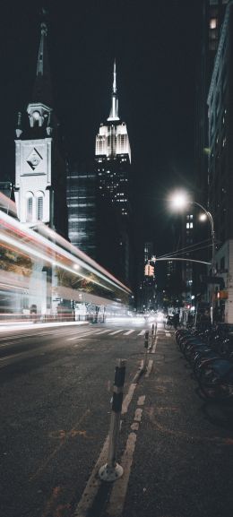 Empire State Building, New York, night city Wallpaper 1080x2400