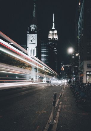 Empire State Building, New York, night city Wallpaper 1640x2360