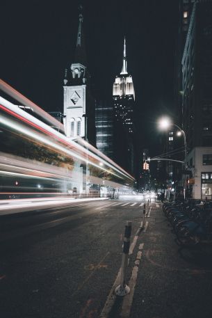 Empire State Building, New York, night city Wallpaper 640x960