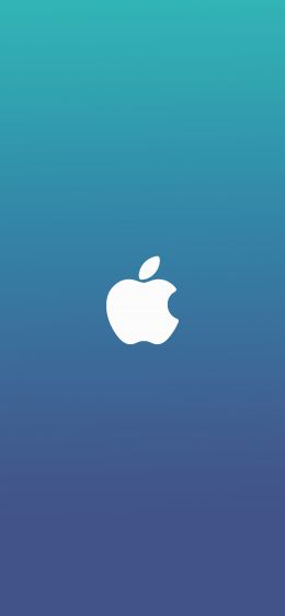 Обои 1170x2532 логотип Apple, градиент, синий