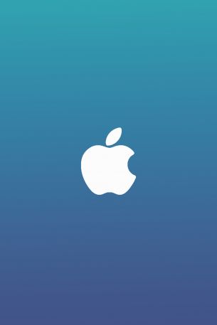 Apple logo, gradient, blue Wallpaper 640x960