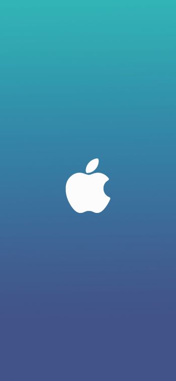 Обои 1170x2532 логотип Apple, градиент, синий
