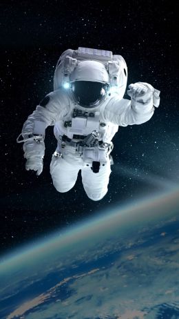 cosmonaut, open space, planet earth Wallpaper 720x1280