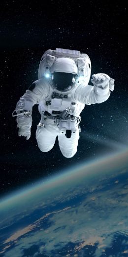 cosmonaut, open space, planet earth Wallpaper 720x1440