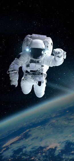 Обои 828x1792 космонавт, открытый космос, планета Земля