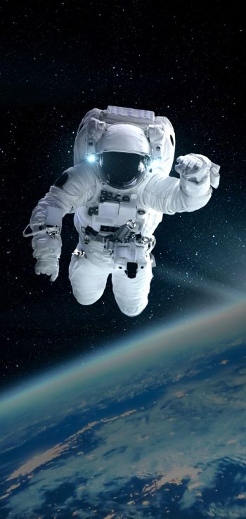 cosmonaut, open space, planet earth Wallpaper 720x1520
