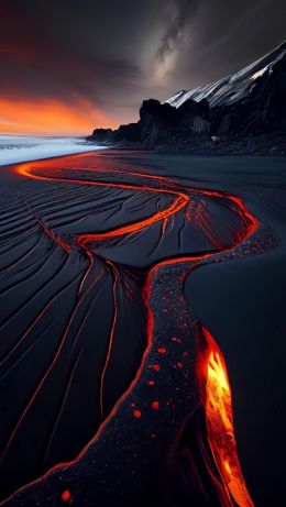 lava, black, dark Wallpaper 640x1136