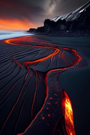 lava, black, dark Wallpaper 640x960