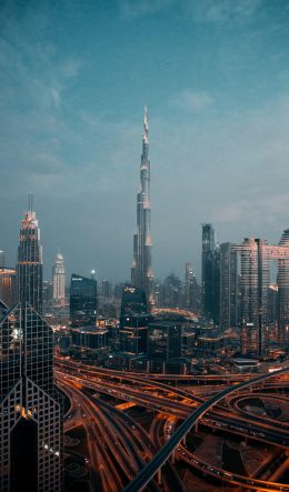 Burj Khalifa, Dubai, night city Wallpaper 600x1024