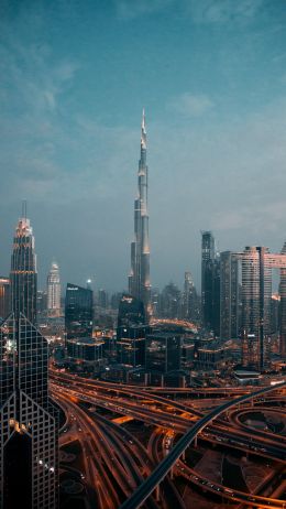 Burj Khalifa, Dubai, night city Wallpaper 1440x2560