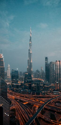 Burj Khalifa, Dubai, night city Wallpaper 1080x2220