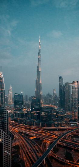 Burj Khalifa, Dubai, night city Wallpaper 1080x2280