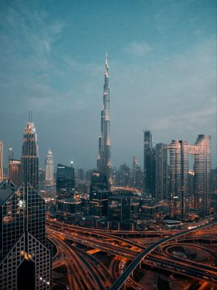 Burj Khalifa, Dubai, night city Wallpaper 2048x2732