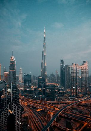 Burj Khalifa, Dubai, night city Wallpaper 1640x2360