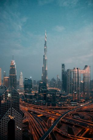 Burj Khalifa, Dubai, night city Wallpaper 4000x5998