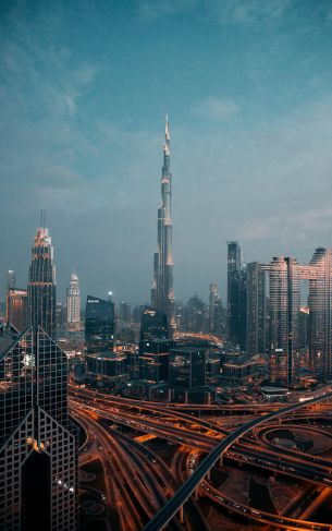 Burj Khalifa, Dubai, night city Wallpaper 1752x2800