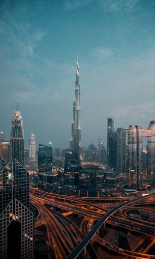 Burj Khalifa, Dubai, night city Wallpaper 1200x2000