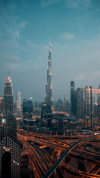 Burj Khalifa, Dubai, night city Wallpaper 640x1136
