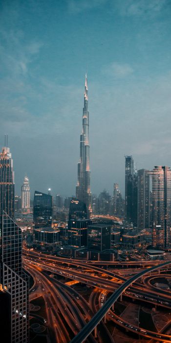 Burj Khalifa, Dubai, night city Wallpaper 720x1440