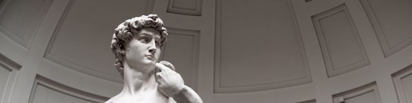 David, sculpture, aesthetics Wallpaper 1590x400